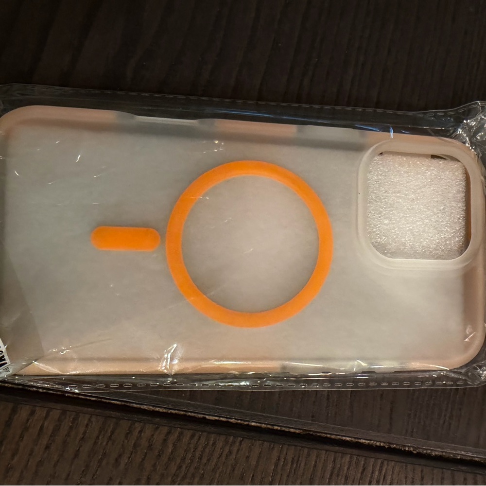 iPhone 16 pro max Clear MagSafe-Compatible Phone Case with Orange Ring